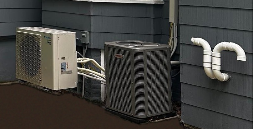 Outdoor mini split and AC condenser units winter preparation Chicago
